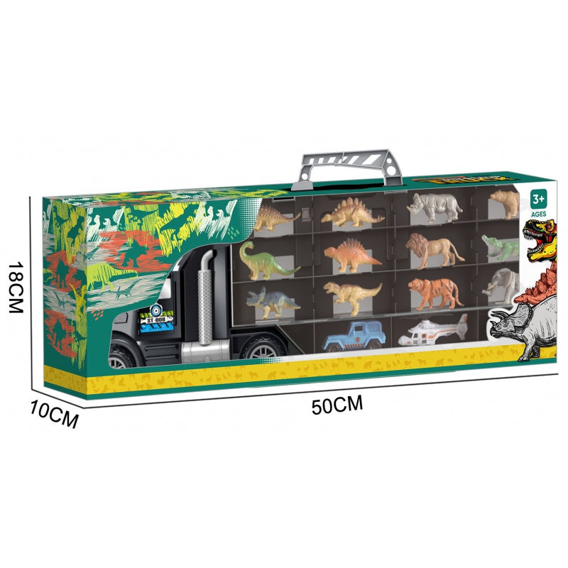 Sunkvežimio su transporto priemonėmis ir dinozaurais rinkinys, WOOPIE