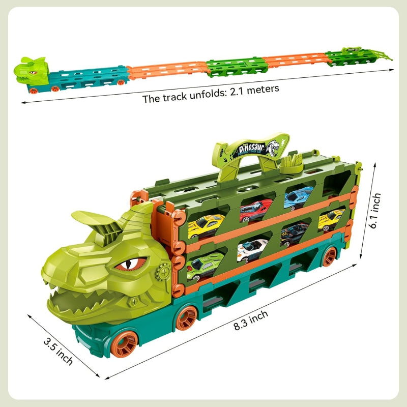 Žaislinis sunkvežimis dinozauras su lenktynių trasa, WOOPIE