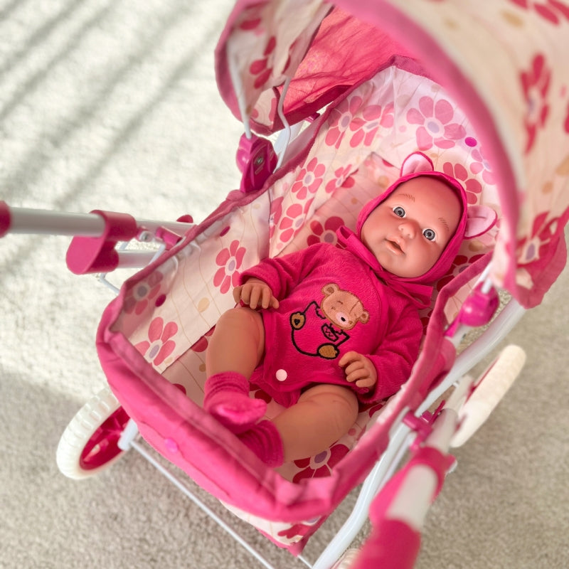 Lėlių vežimėlis su reguliuojama rankena, WOOPIE