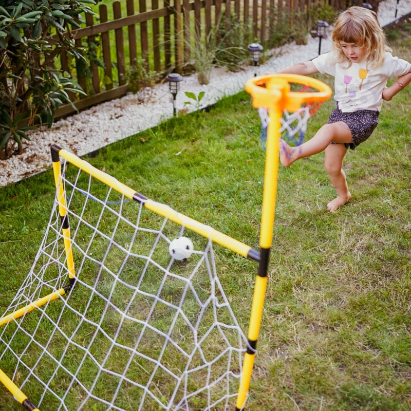 Futbolo ir krepšinio rinkinys su priedais 2in1, geltonas, WOOPIE