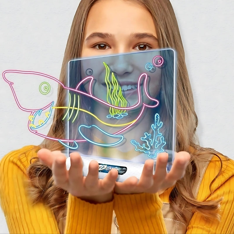 Šviečianti  piešimo lenta vaikams su 3D akiniais, WOOPIE