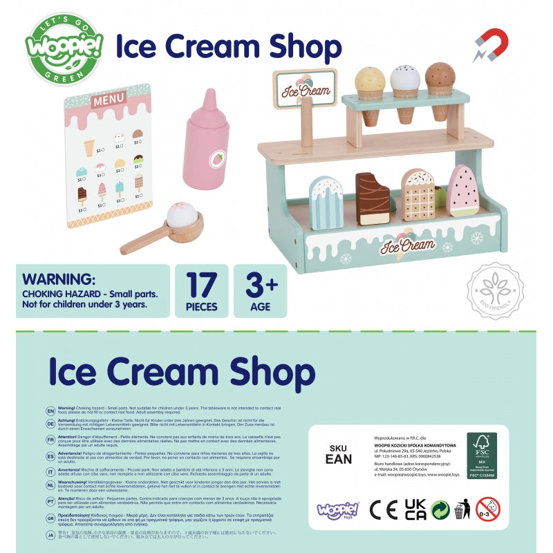 Medinis ledų parduotuvės prekystalio rinkinys 16 el., WOOPIE GREEN