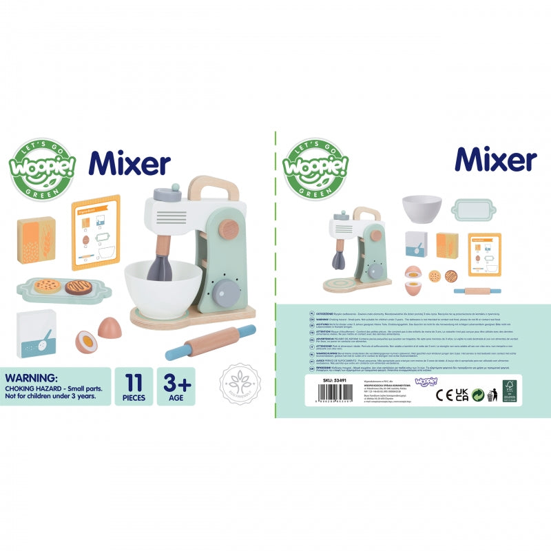Medinis virtuvinis maišytuvas-plaktuvas su priedais, 11 el., WOOPIE GREEN