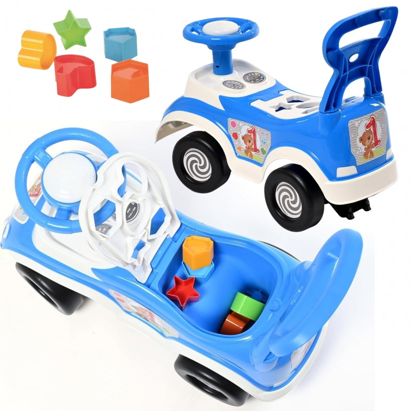 Paspiriama mašinėlė - stumdukas 4 in 1 su rūšiuokliu, mėlyna