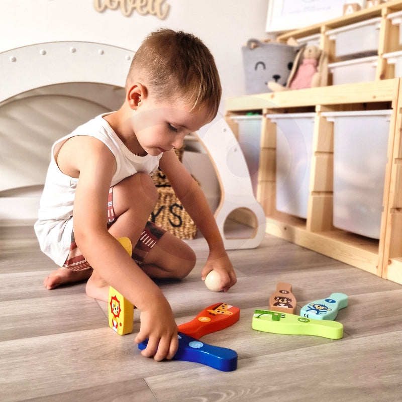 Medinis gyvūnų boulingo rinkinys Tooky Toy