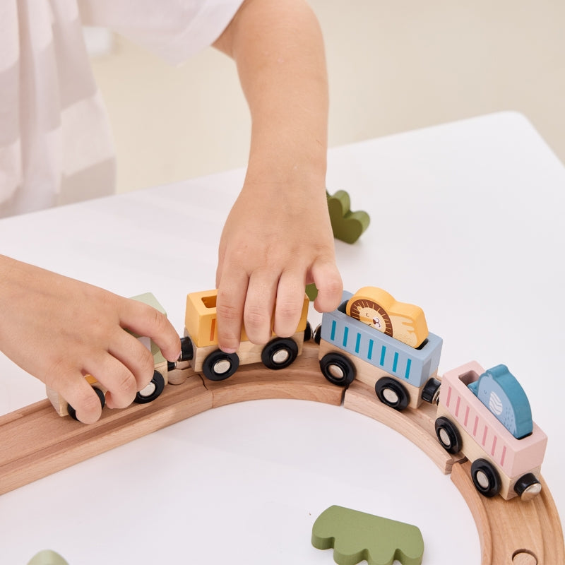 Medinio geležinkelio rinkinys vaikams 30 el., Viga PolarB