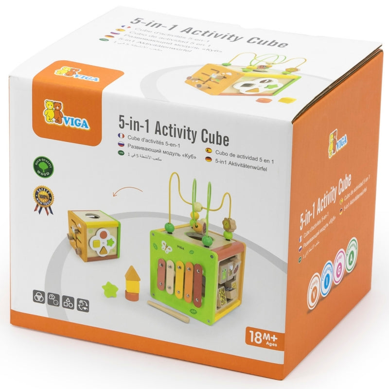 Medinis edukacinis kubas vaikams 5in1, VIGA