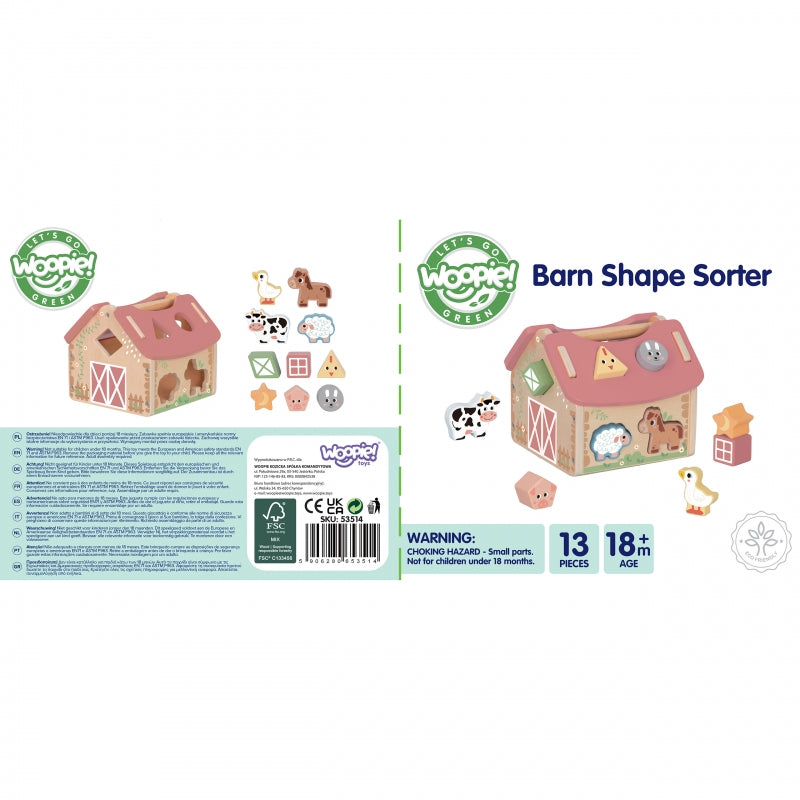 Medinis formų ir spalvų rūšiuoklis „Ūkis“, 13 el., WOOPIE GREEN