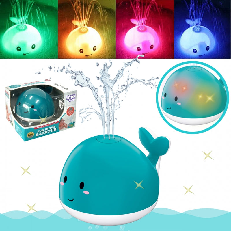 Vonios žaislas su šviesos efektais, banginis, mėlynas, WOOPIE