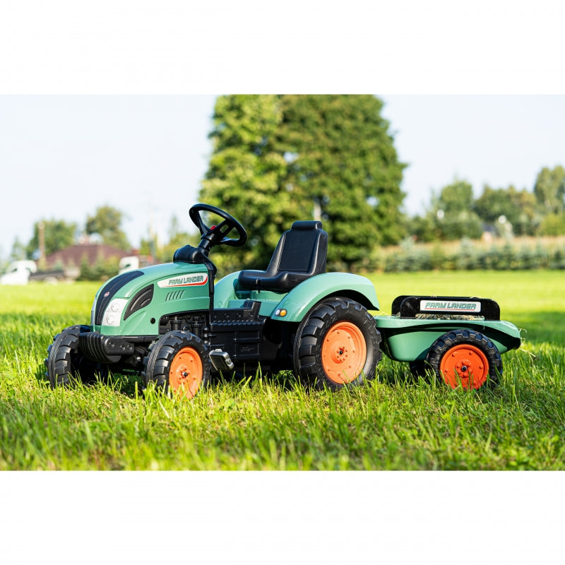 Traktorius Lander su pedalais ir priekaba, FALK, žalias