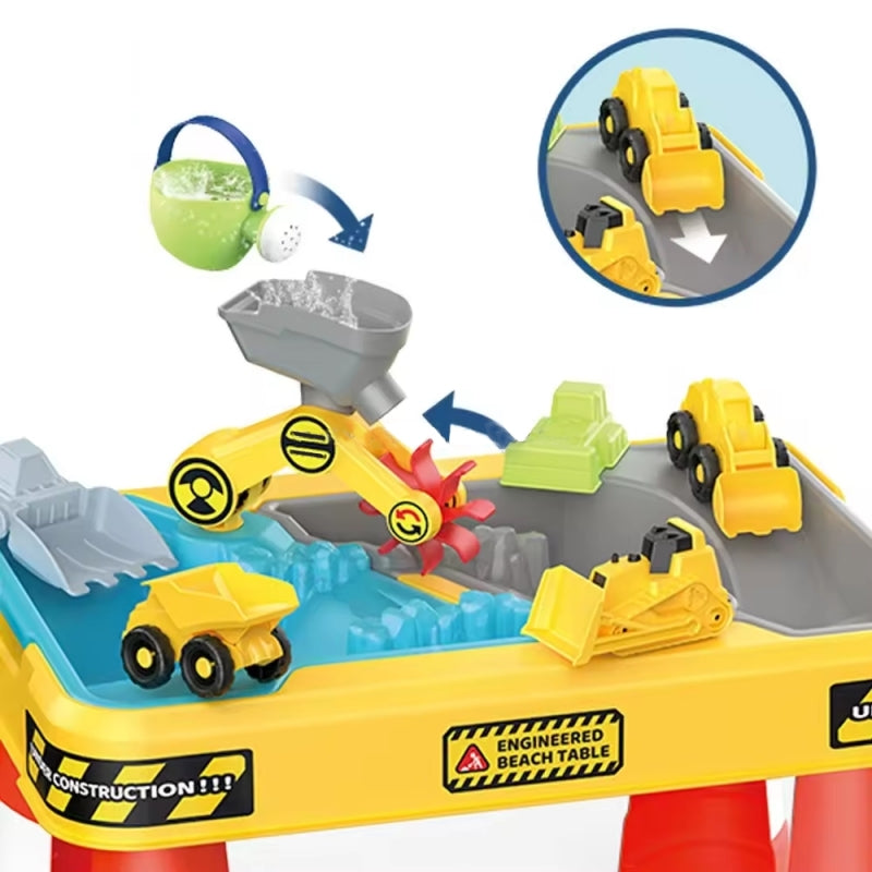 Vandens ir smėlio stalas su automobiliais 2in1 12el., WOOPIE