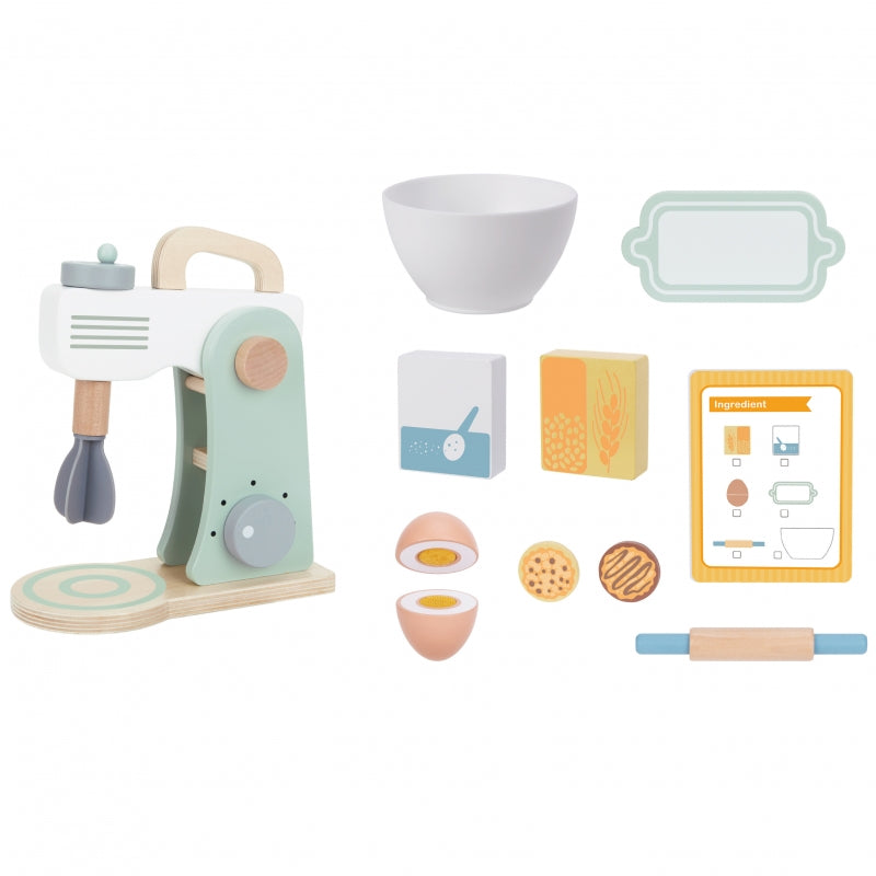 Medinis virtuvinis maišytuvas-plaktuvas su priedais, 11 el., WOOPIE GREEN