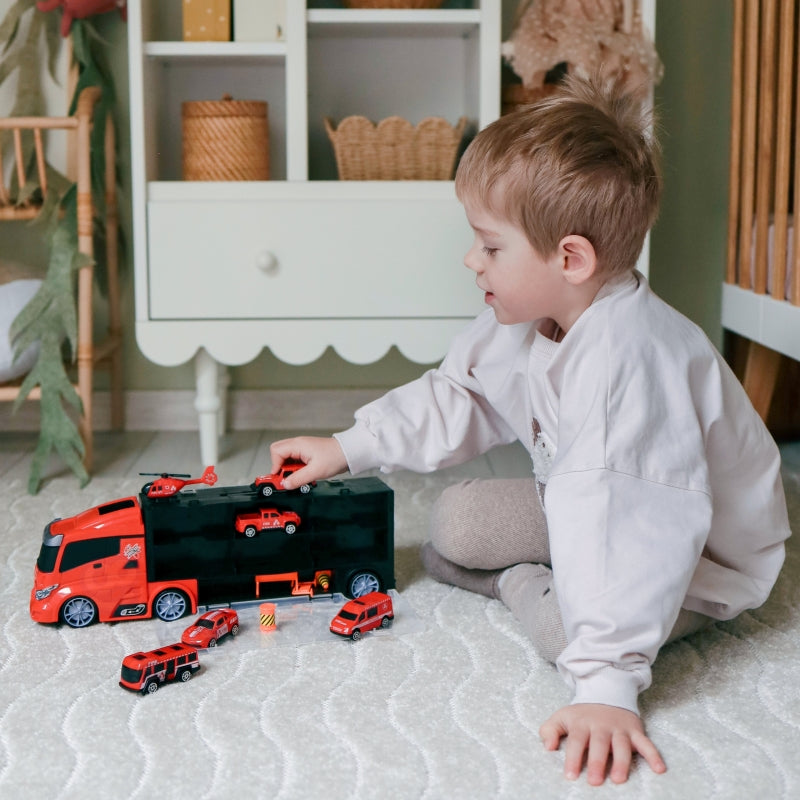 Sunkvežimio ir automobilių rinkinys 3in1 11 el, raudonas, WOOPIE