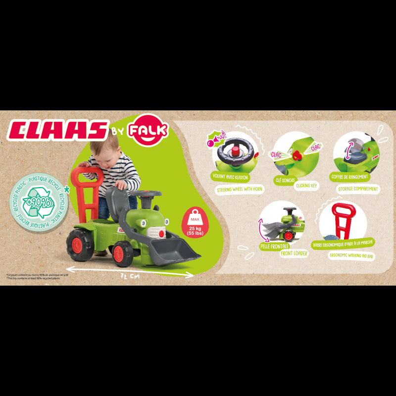 Paspiriamas traktorius su priekaba ir kaušu, žalias, FALK