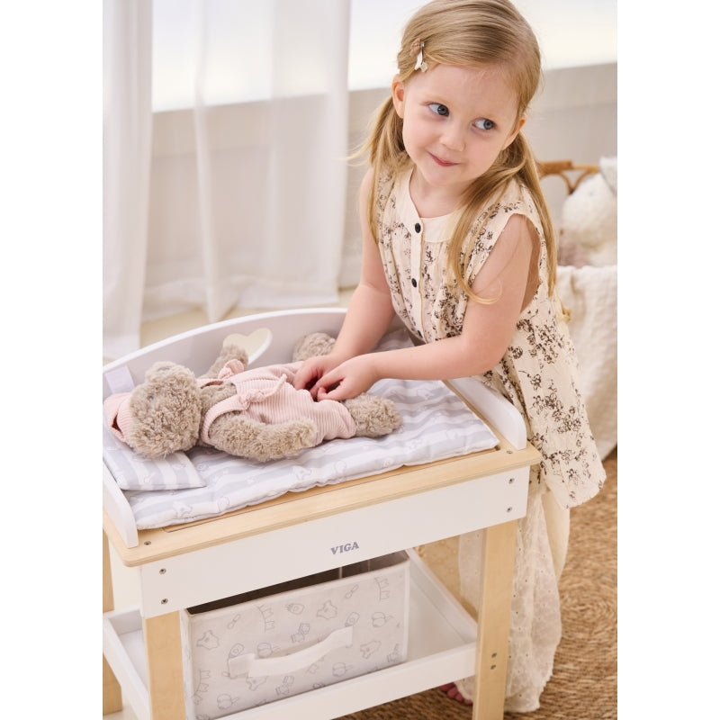 Medinis lėlių vystymo ir plovimo stalas 2in1, VIGA