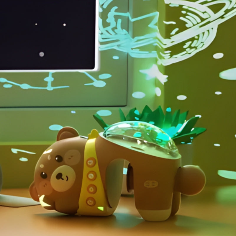 Žvaigždžių projektorius-naktinė lemputė su lopšinėmis „Meškiukas“ WOOPIE BABY