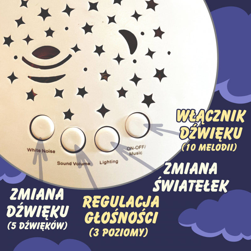 Minkštas žaislas migdukas - Pelėda su projektoriumi ir 10 lopšinių, Woopie