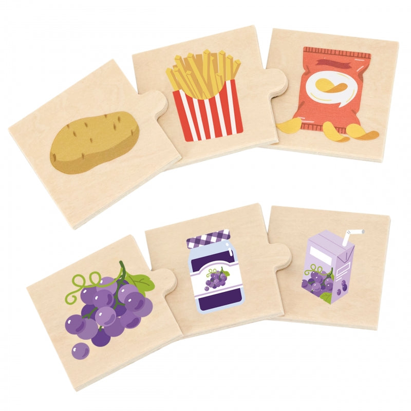 Medinių dėlionių rinkinys vaikams „Atrask gamtos ir maisto sąsajas“, VIGA