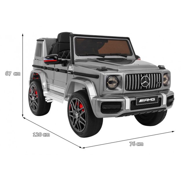 Vienvietis elektromobilis Mercedes AMG G63, sidabrinis lakuotas