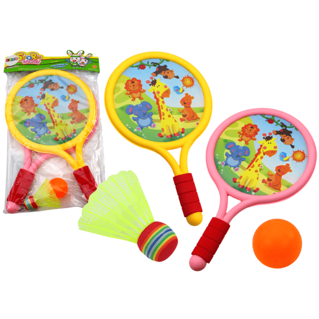 Vaikiškas badmintono rakečių rinkinys su gyvūnų motyvais 