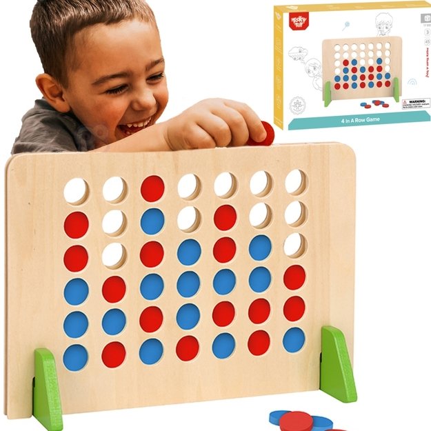 Medinis stalo žaidimas logikai „Sudėk 4 iš eilės", Tooky Toy