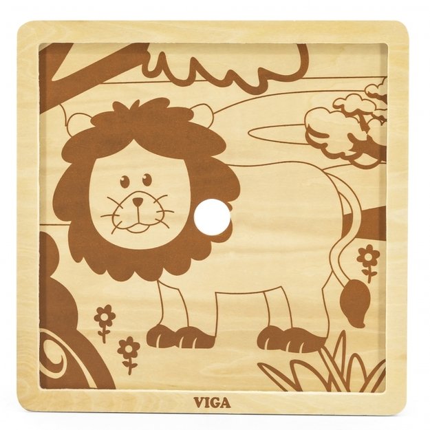 Medinė dėlionė „Liūtas“ 9 detalės, Viga