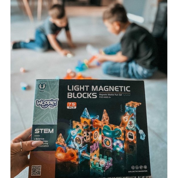Šviečianti magnetinė kamuoliukų trasa 75 el., Woopie 14