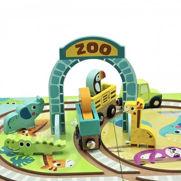 Medinė traukinių trasa lentoje „Zoo“, Tooky Toy