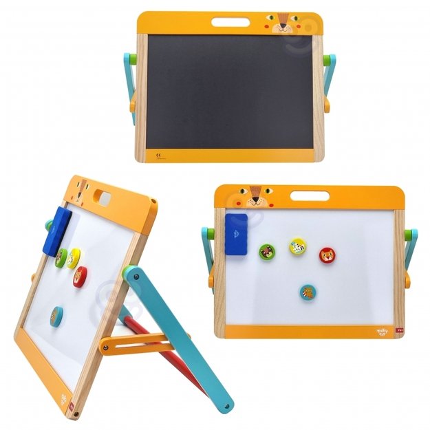 Dvipusė medinė 2 in 1 magnetinė piešimo lenta, Tooky Toy 7