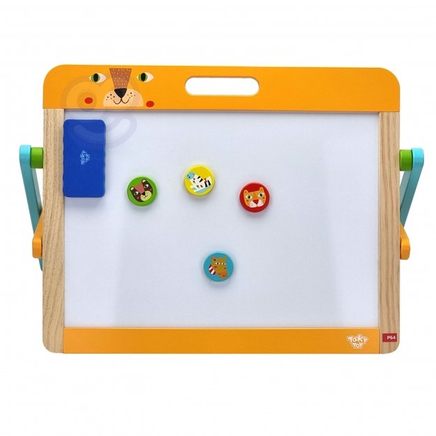 Dvipusė medinė 2 in 1 magnetinė piešimo lenta, Tooky Toy 2