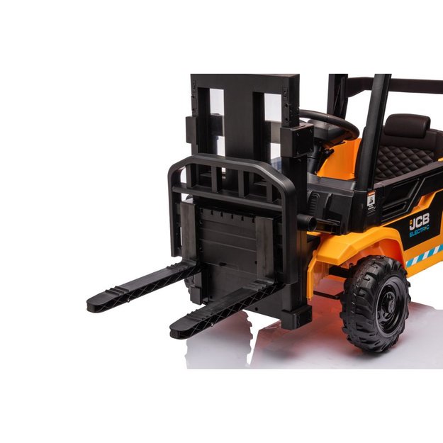 Vienvietis elektrinis šakinis krautuvas vaikams JCB, geltonas