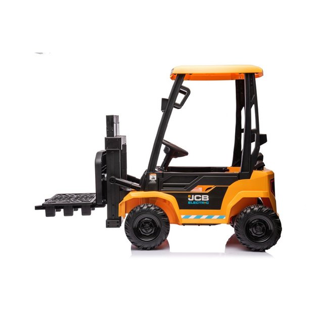 Vienvietis elektrinis šakinis krautuvas vaikams JCB, geltonas