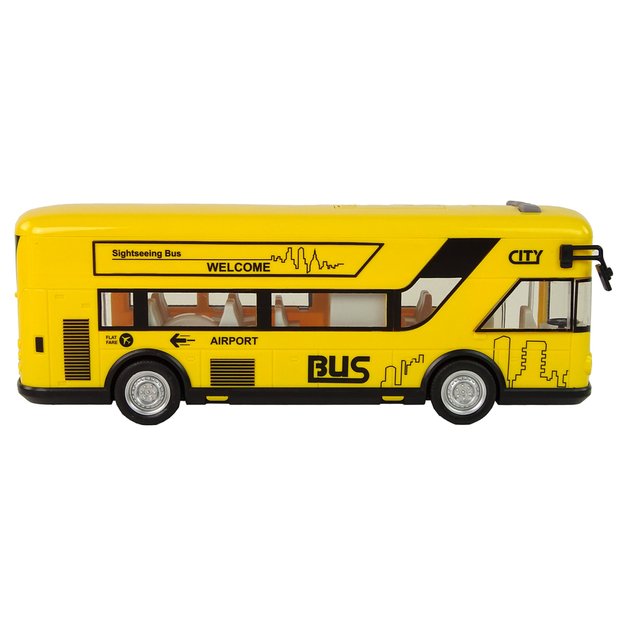 Geltonas miesto autobusas su frikcine pavara 1:18 