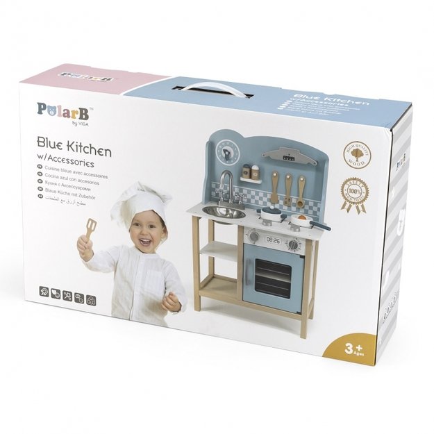 Medinė vaikiška virtuvėlė su priedais - PolarB Viga