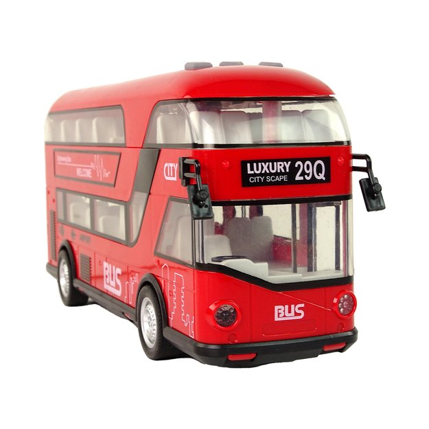 Dviaukštis autobusas su šviesos ir garso efektais, raudonas