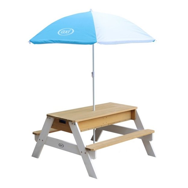 Pikniko stalas „AXI Nick“ su suoleliu, skėčiais ir vandens / smėlio talpyklomis