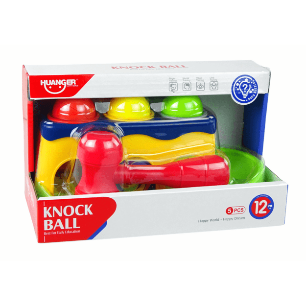 Mokomasis žaislas su kamuoliukais ir plaktuku