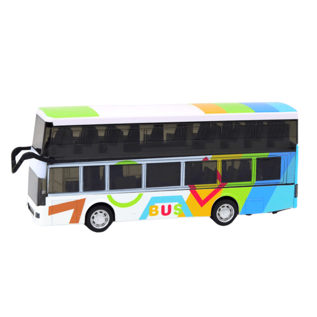 Žaislinis metalinis dviaukštis autobusas su garso efektais 4