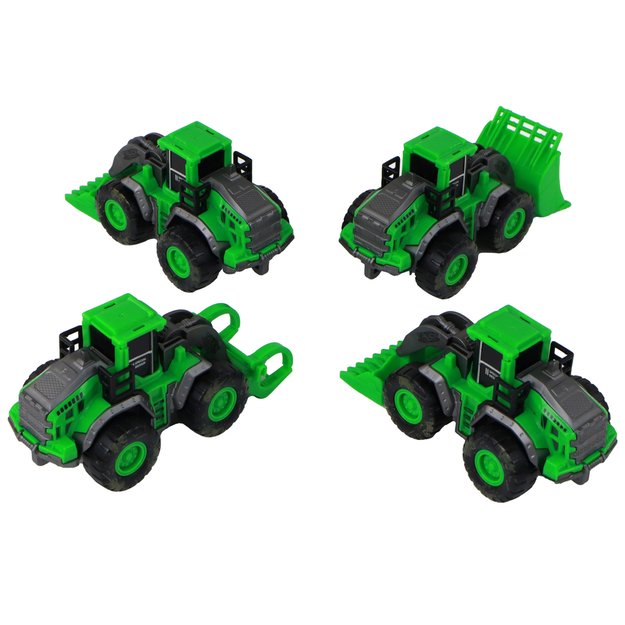 Žaislinių traktorių rinkinys 4 vnt, žali