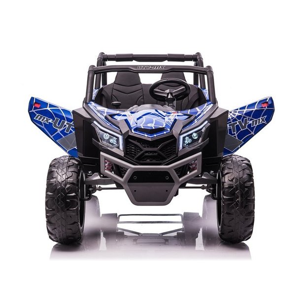 Galingas dvivietis vaikiškas elektrinis bagis UTV-MX Mėlynas Spider ir MP4