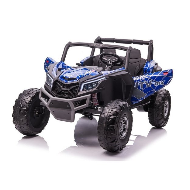 Galingas dvivietis vaikiškas elektrinis bagis UTV-MX Mėlynas Spider ir MP4