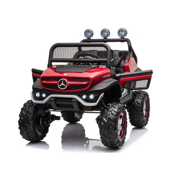 Vaikiškas vienvietis elektromobilis Mercedes Benz Unimog S, raudonas lakuotas