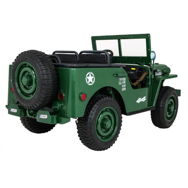 Dvivietis elektromobilis vaikams JEEP 4x4 Willy JH101, žalias