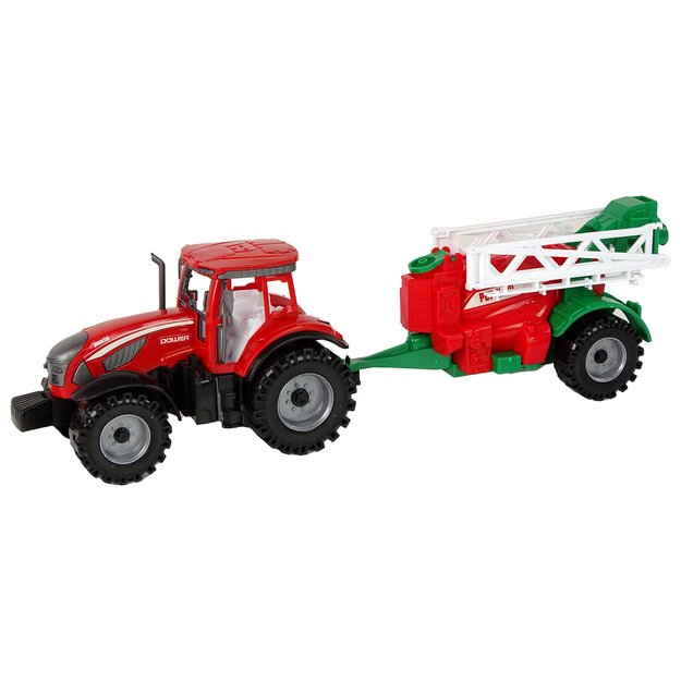 Traktorius su vandens purkštuvu, raudonas