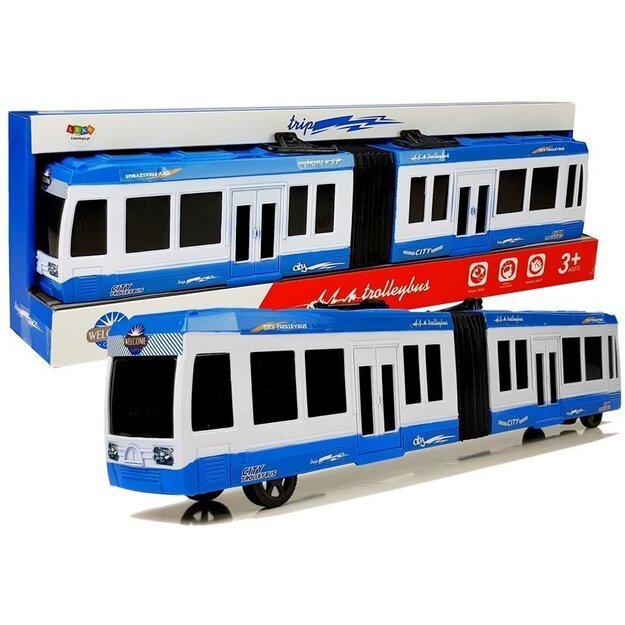 Dvigubas autobusas su frikcine pavara, mėlynas