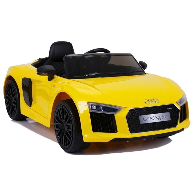 Vienvietis elektromobilis Audi R8 Spyder, geltonas