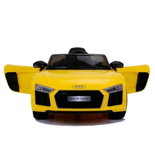 Vienvietis elektromobilis Audi R8 Spyder, geltonas