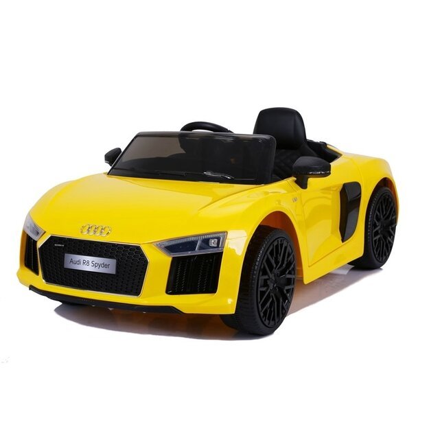 Vienvietis elektromobilis Audi R8 Spyder, geltonas