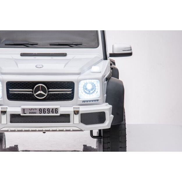 Vienvietis elektromobilis vaikams 6x6 Mercedes Benz G63, baltas