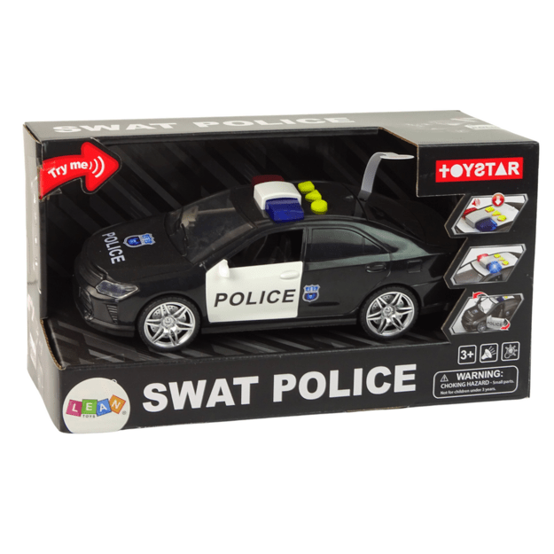 Policijos automobilis su šviesos ir garso efektais